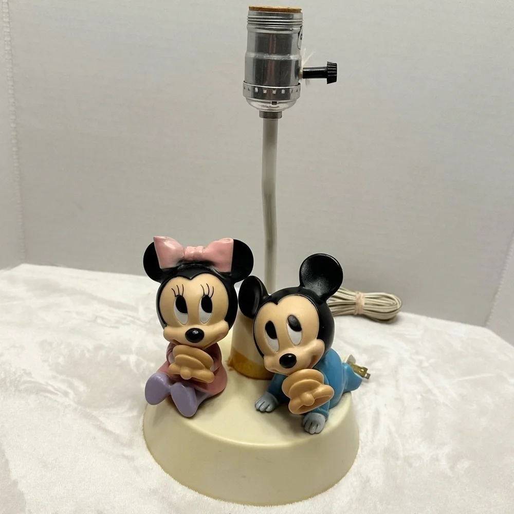 Vintage 1984 Baby Mickey Minnie Mouse Lamp Dolly Toy Co. Disney TESTED WORKS